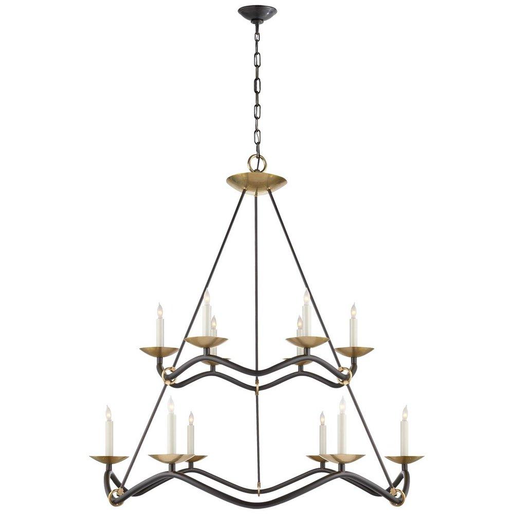 Visual Comfort & Co. Signature Aged Iron 60W 12-Light Candelabra E-12 Incandescent Chandelier 