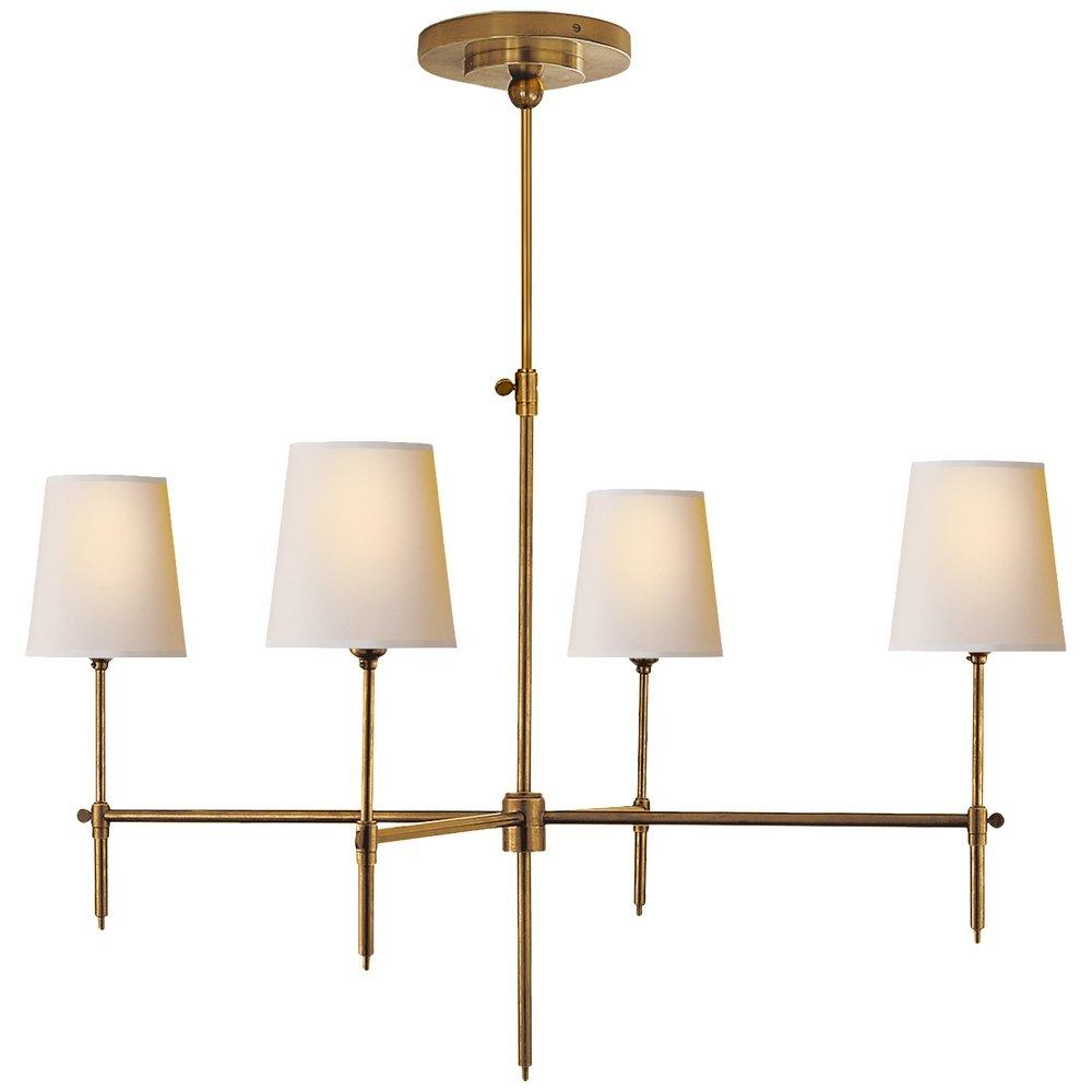 Visual Comfort & Co. Signature Hand-Rubbed Antique Brass 32-3/4 x 36 in. 60W 1-Tier 4-Light Modern Chandelier 