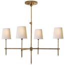Visual Comfort & Co. Signature Hand-Rubbed Antique Brass 32-3/4 x 36 in. 60W 1-Tier 4-Light Modern Chandelier 