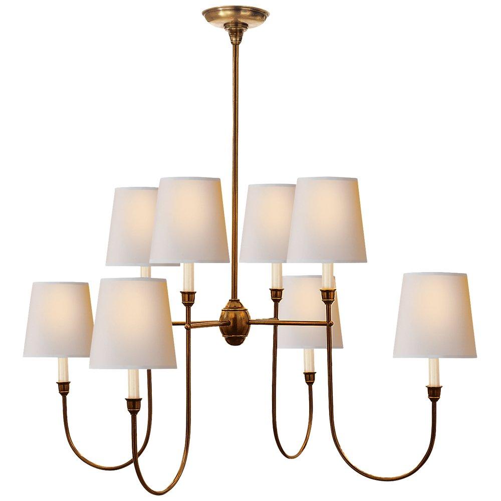 Visual Comfort & Co. Signature Hand-Rubbed Antique Brass 60W 8-Light Candelabra E-12 Incandescent Chandelier 