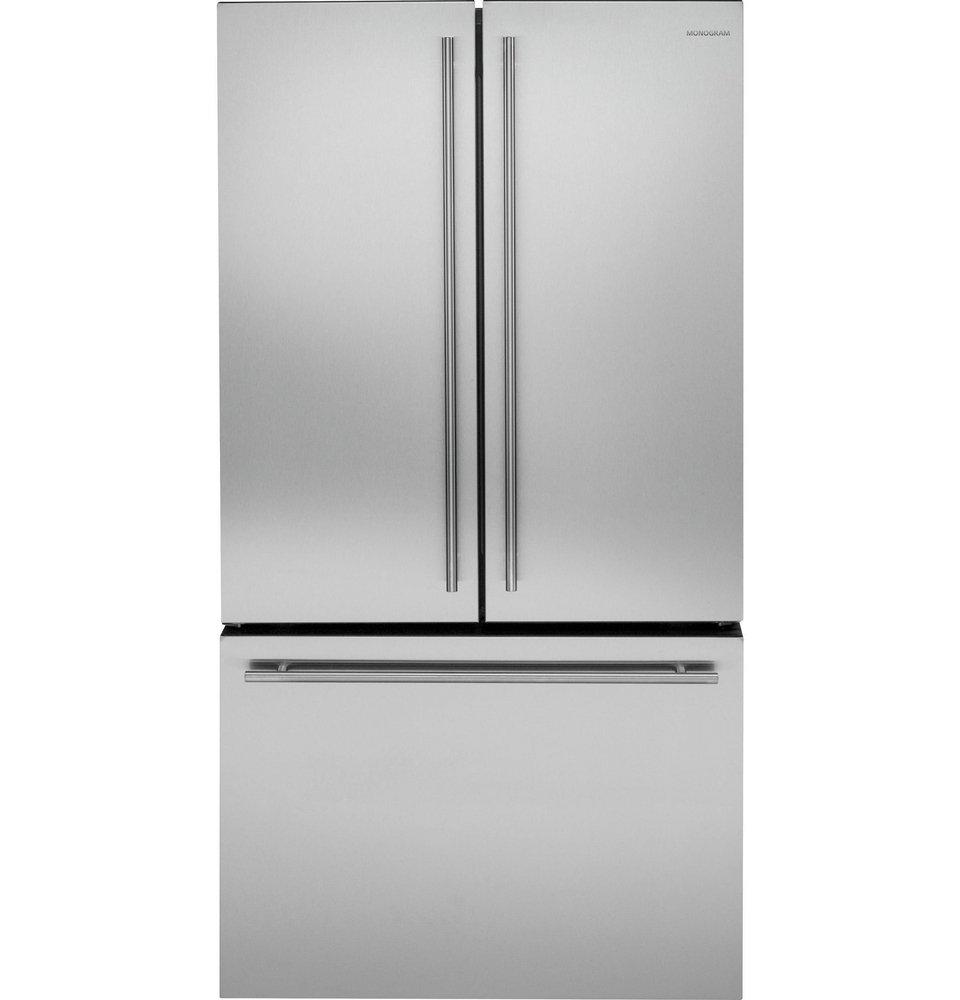 Monogram&reg; Stainless Steel 36 in. 15.93 cu. ft. Counter Depth French Door Refrigerator 