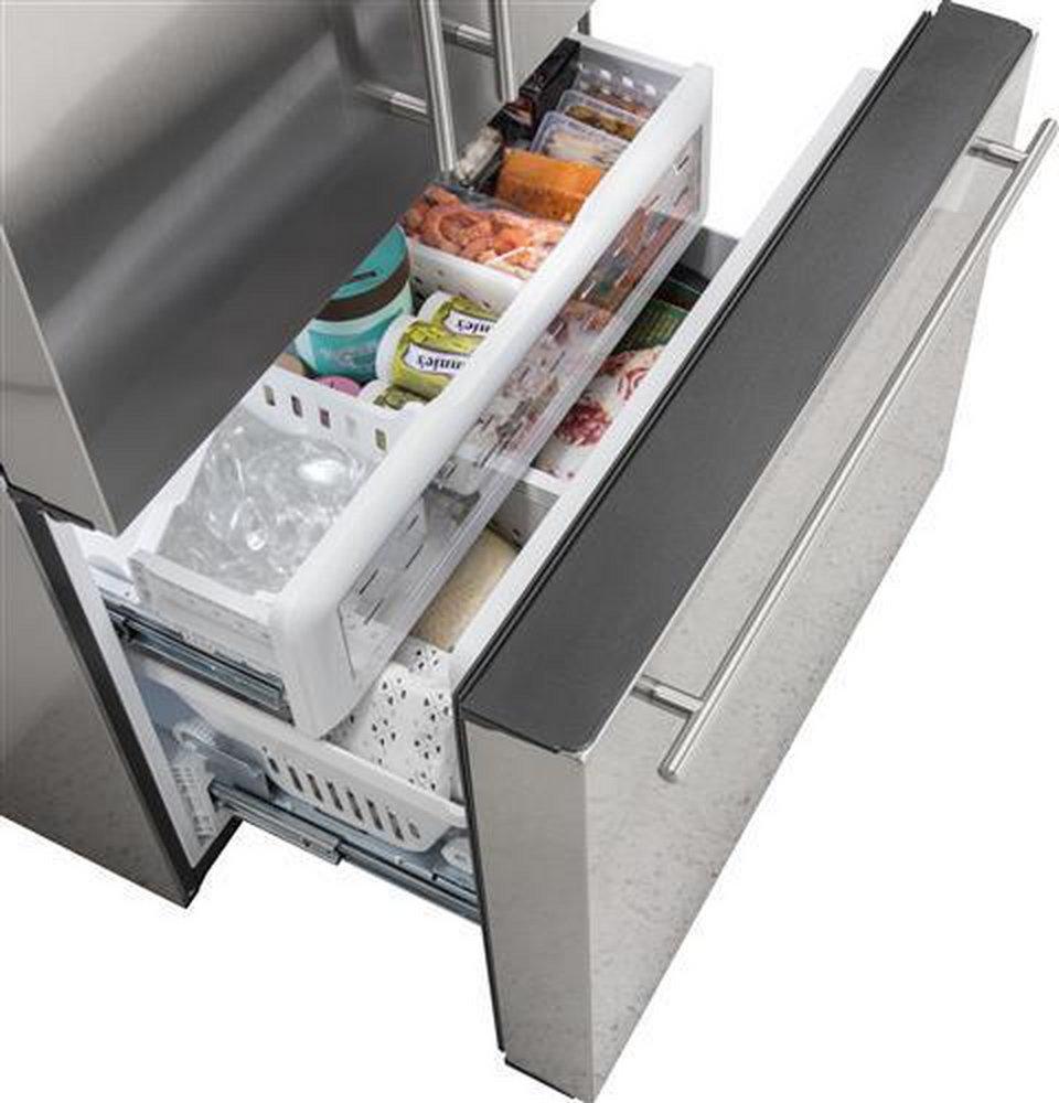 Monogram&reg; Stainless Steel 36 in. 15.93 cu. ft. Counter Depth French Door Refrigerator 