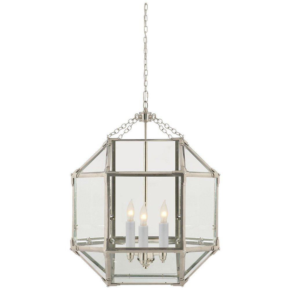 Visual Comfort & Co. Signature Polished Nickel 60W 3-Light Candelabra Incandescent Outdoor Pendant 