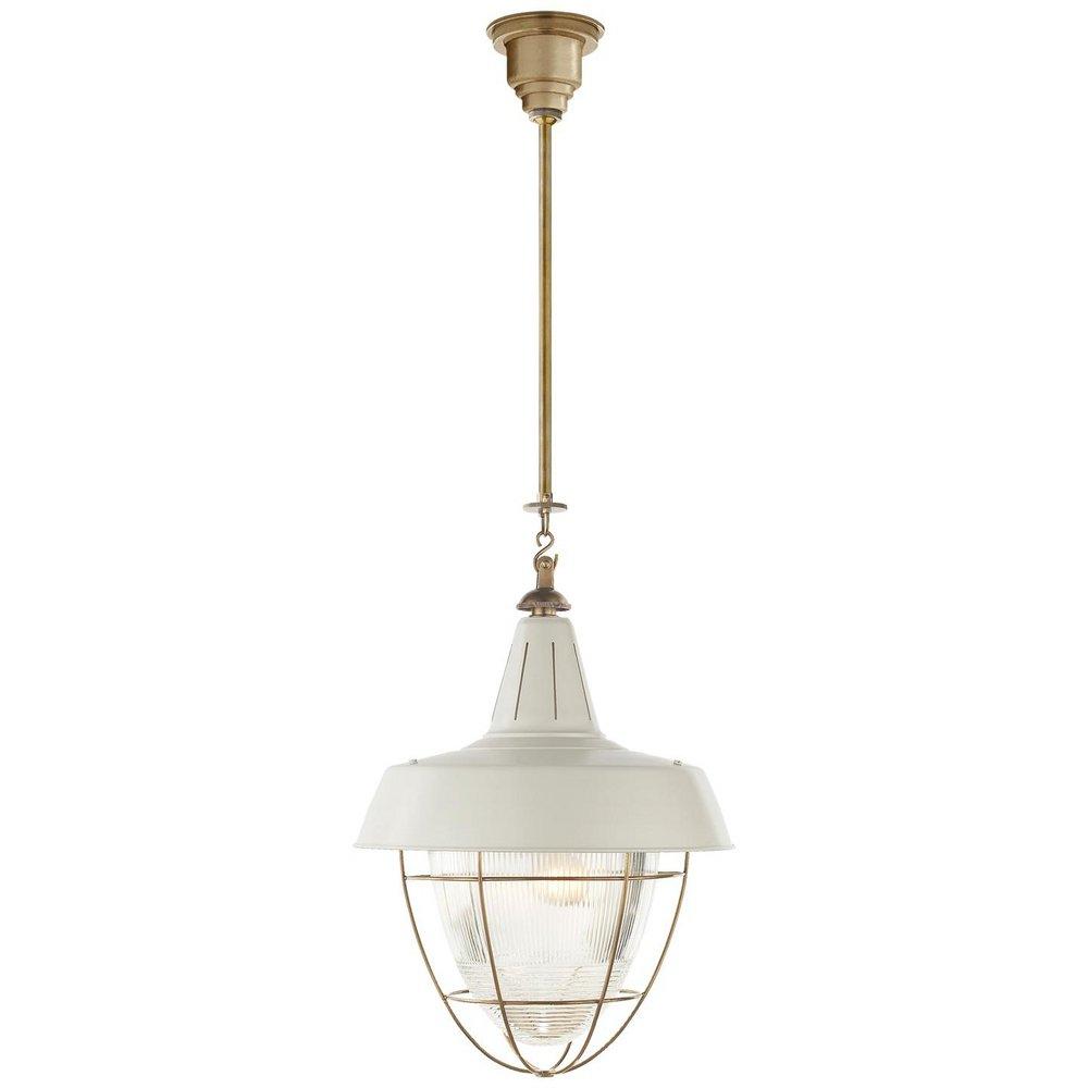 Visual Comfort & Co. Signature Hand-Rubbed Antique Brass/China White 75W 2-Light Medium E-26 Pendant Light 