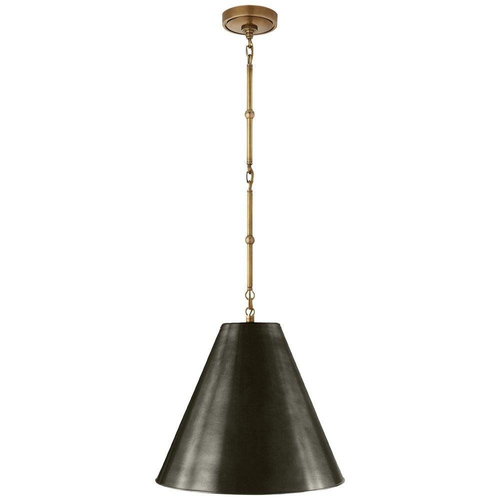 Visual Comfort & Co. Signature Hand-Rubbed Antique Brass 15 in. 100W 1-Light Medium E-26 Small Hanging Light 