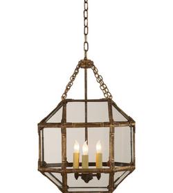 60W 3-Light Candelabra Outdoor Pendant in Gilded Iron