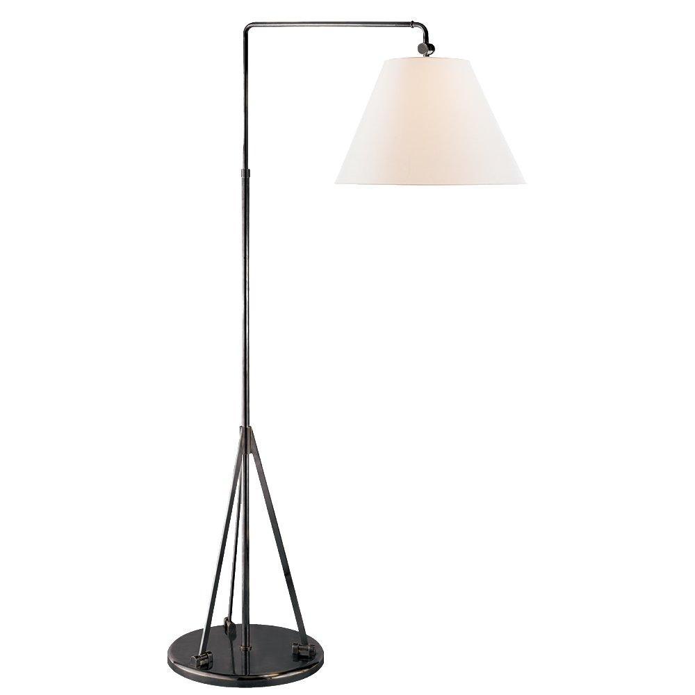 Visual Comfort Studio Bronze Swing Arm Floor Lamp with Lin 