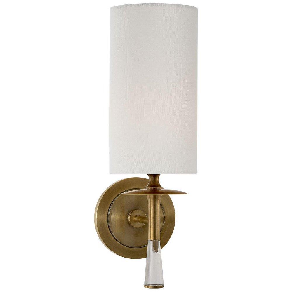 Visual Comfort & Co. Signature Hand-Rubbed Antique Brass/Crystal 40W 1-Light Candelabra E-12 Incandescent Wall Sconce 