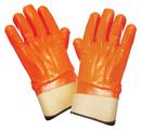 Size L Plastic Dipped and Coated Glove in Hi-Viz Orange