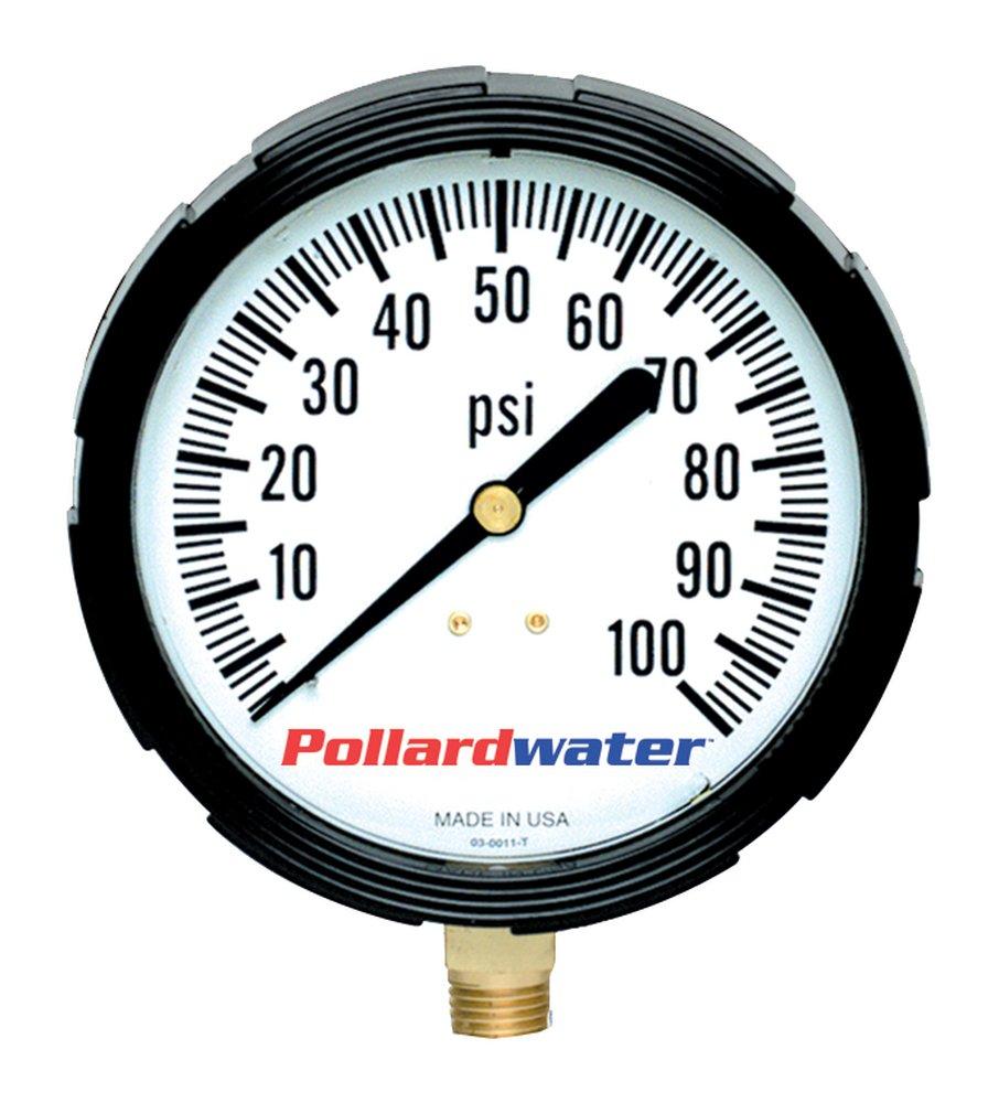 Pollardwater White Aluminum 3-1/2 x 1/4 in. MNPT Acrylic, Brass, Copper Alloy, Glycerin and Plastic Pressure Gauge 