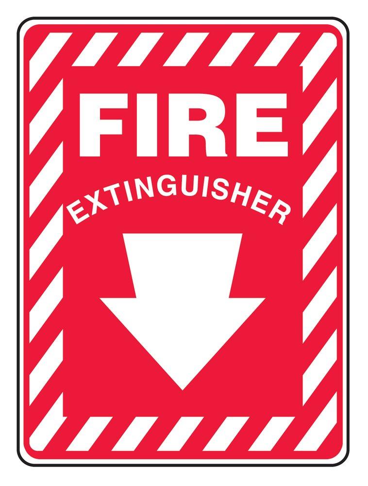 Accuform White Vinyl Adhesive Fire Extinguisher Sign 