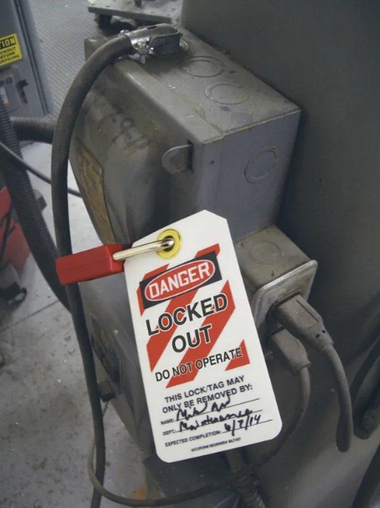 Accuform Signs White Accident Prevention Tag, Plastic 3-1/2 in. 25/Pk - DANGER LOCKED OUT DO NOT OPERATE 