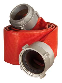 4 in. x 5 ft. MNST x FNST Fire Protection Rubber Hose Assembly with Plastic Circular Woven and Aluminum Rocker Lug