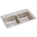 29 x 18 in. 4 Hole Stainless Steel Double Bowl Drop-in Kitchen Sink in Lustrous Satin