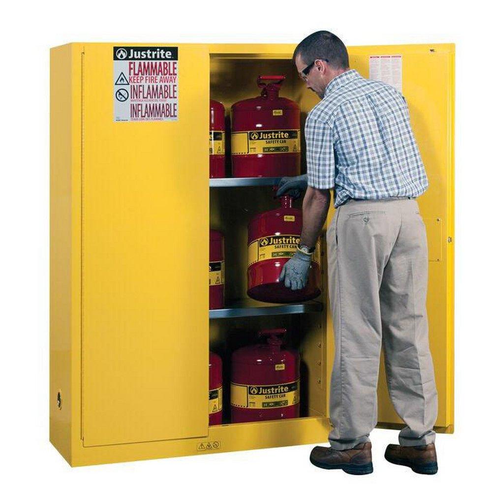 Justrite Yellow Safety Cabinet with 2-Manual Close Door 