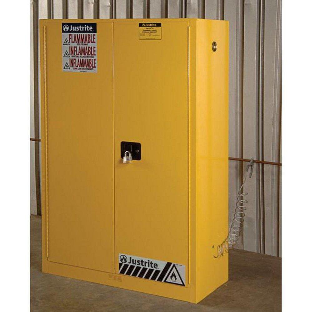 Justrite Yellow Safety Cabinet with 2-Manual Close Door 