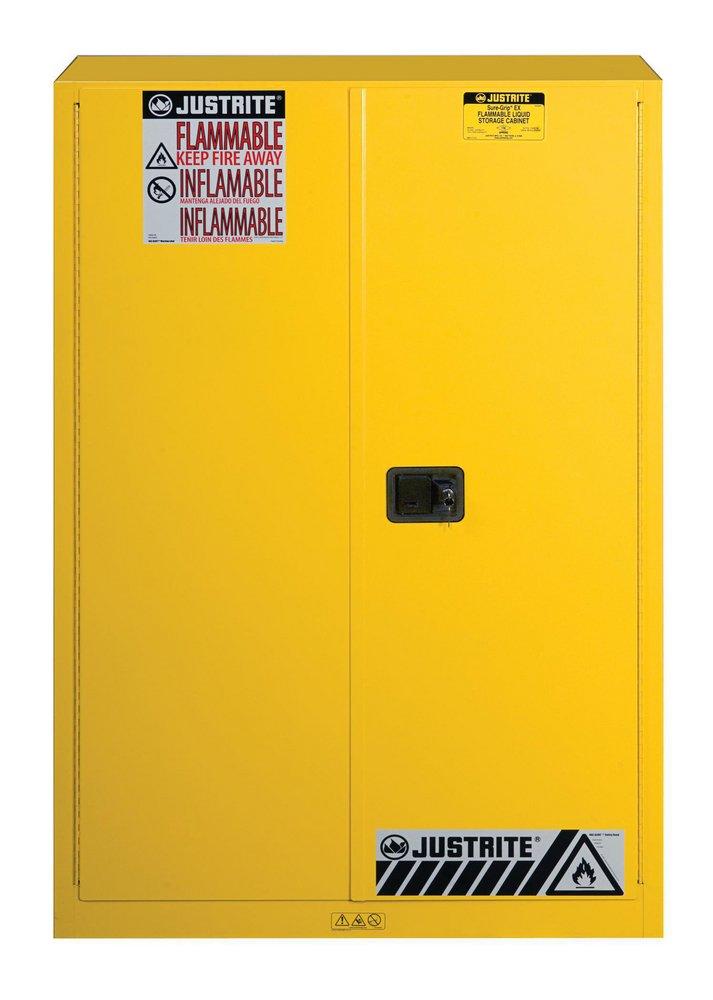 Justrite Yellow Safety Cabinet with 2-Manual Close Door 