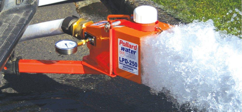 Pollardwater LPD-250 and LPD-250ALUM Dechlorinating Diffusers Hitch and Tire 