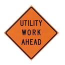 36 in. Non-Reflective Overlay Compatible Vinyl Roll-Up Sign - UTILITY WORK AHEAD