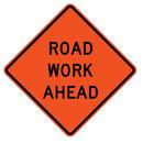 VizCon Fluorescent Orange 48 x 48 in. Road Work Ahead Reflective Sign 