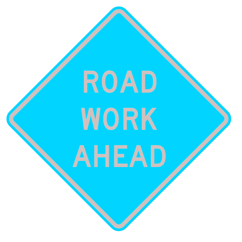 48 in. Reflective Overlay Compatible Vinyl Roll-Up Sign - ROAD WORK AHEAD 