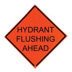 36 in. Non-Reflective Vinyl Roll-Up Sign - HYDRANT FLUSHING AHEAD
