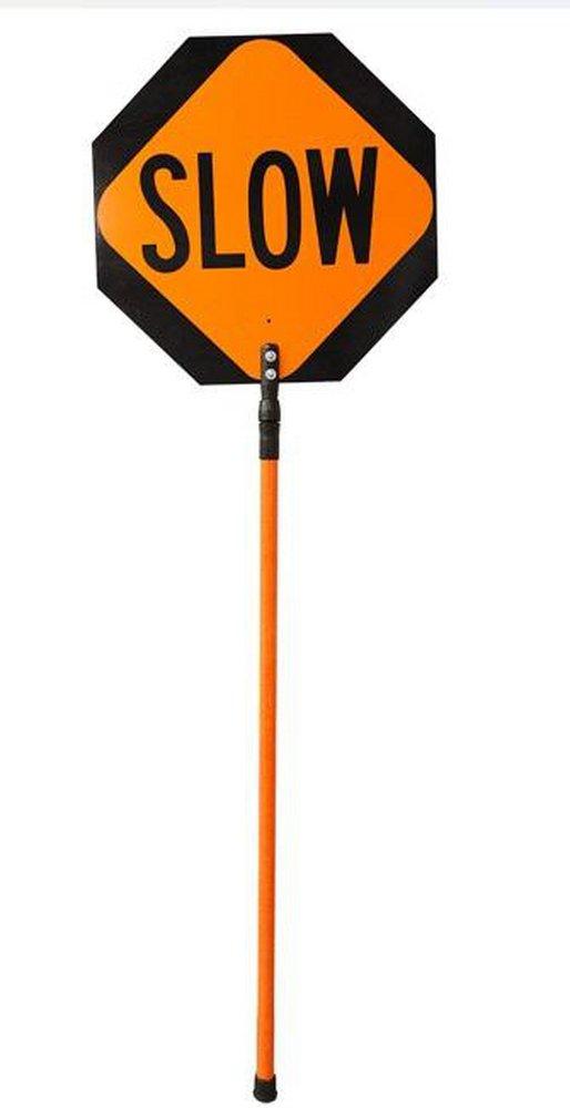 VizCon Red/White/Orange/Black High-Intensity Reflective Stop/Slow Paddle with Telescoping 8 ft. Handle 