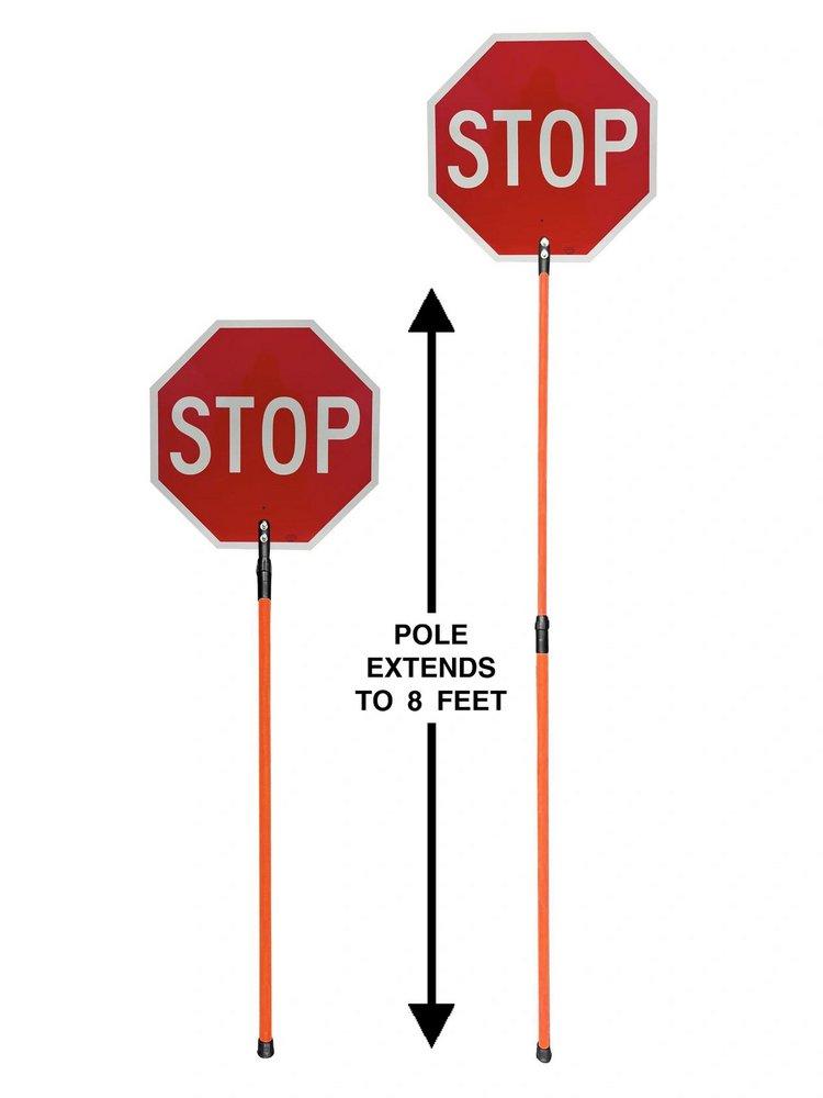 VizCon Red High-Intensity Reflective Stop/Slow Paddle with Telescoping 8 ft. Handle 