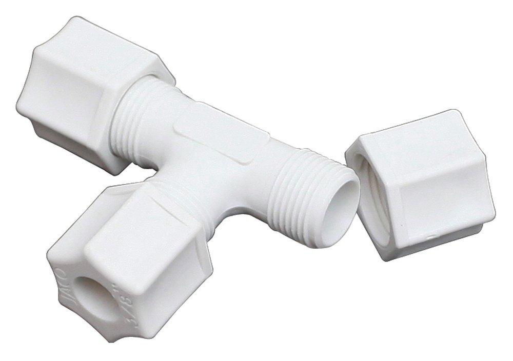 Opaque White Tube Compression Straight Polypropylene Union Tee 