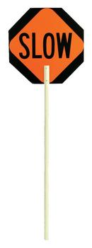 24 in. Reflective Stop/Slow Paddle with 5 ft. Plastic 1-Piece Handle w/Boot