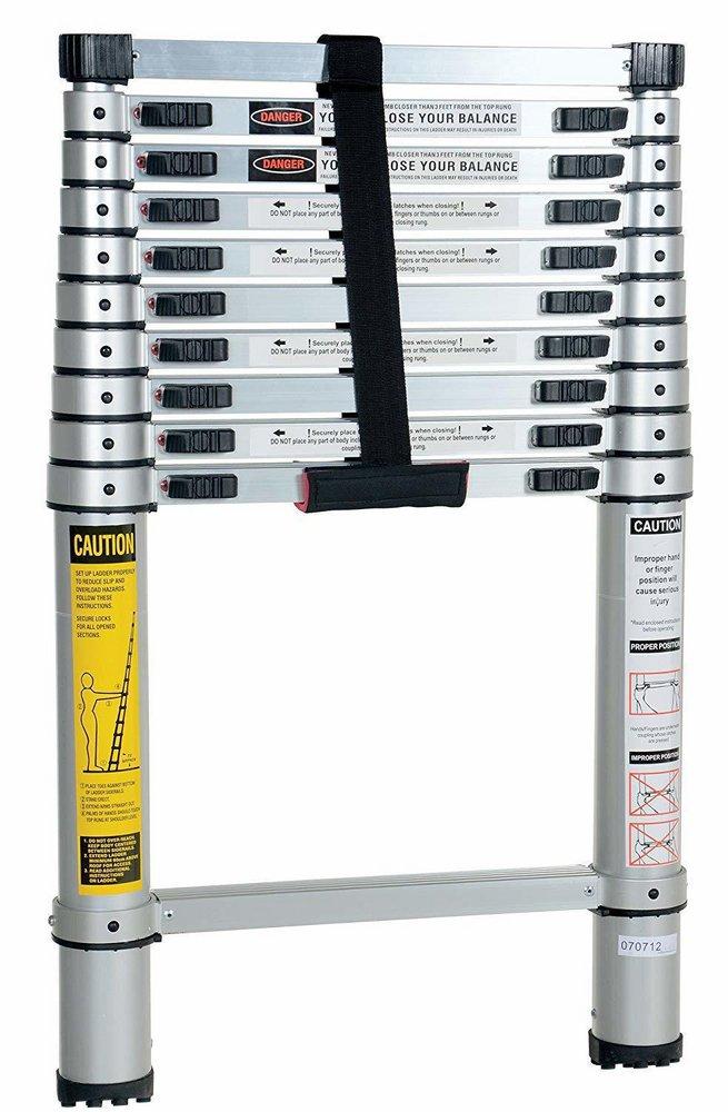 Vestil Manufacturing Extra Wide Aluminum and Molded Rubber Telescopic Ladder 