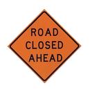 TrafFix Devices Fluorescent Orange Non-Reflective Vinyl Roll-Up Sign - ROAD CLOSED AHEAD 