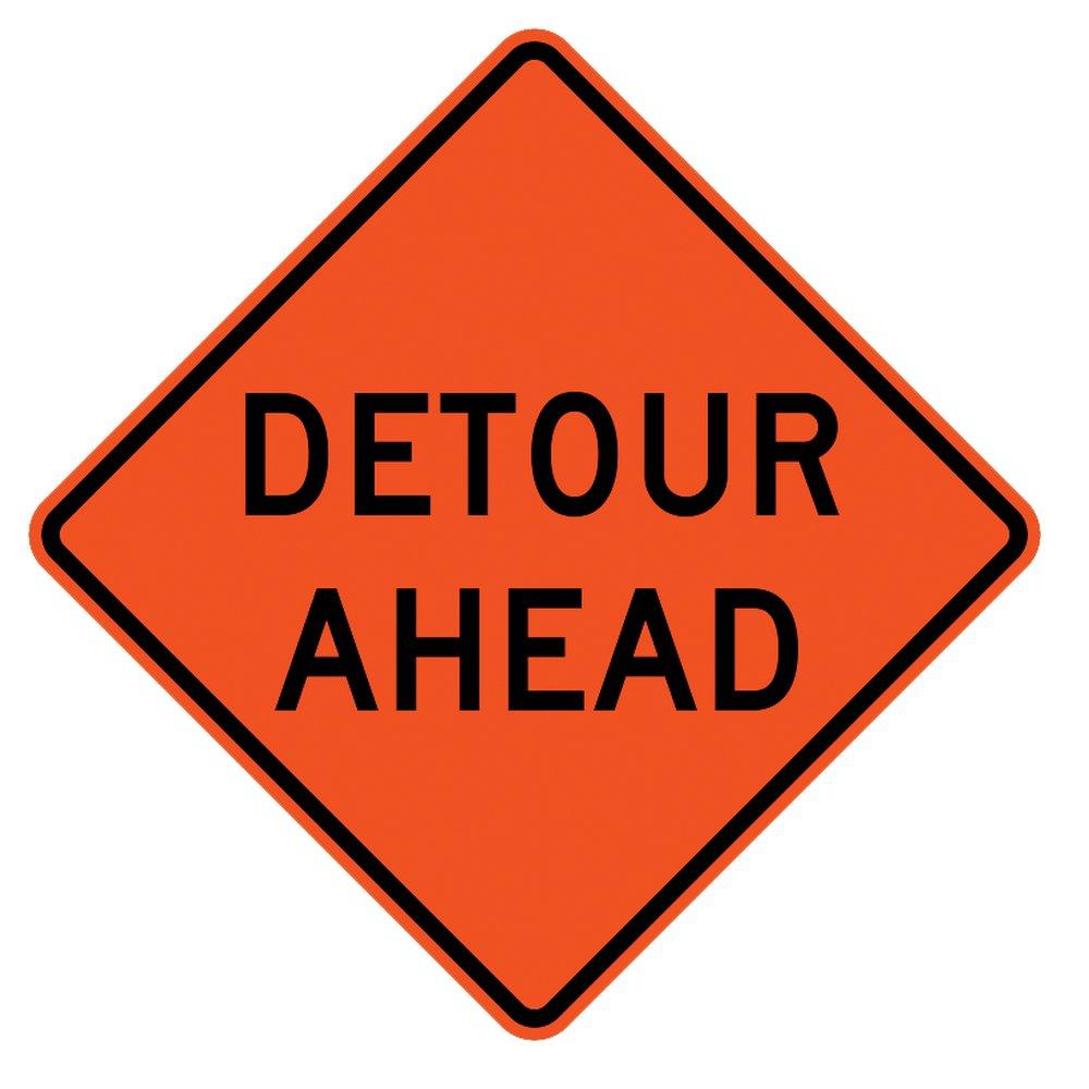 TrafFix Devices Fluorescent Orange Reflective Vinyl Roll-Up Sign - DETOUR AHEAD 
