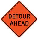 TrafFix Devices Fluorescent Orange Reflective Vinyl Roll-Up Sign - DETOUR AHEAD 