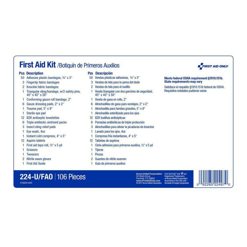First Aid Only 10-1/2 in. Metal Case Person First Aid Kit 