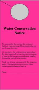 Pre-Printed Door Hangers - Water Conservation Notice, 100 per Pack in Fushsia