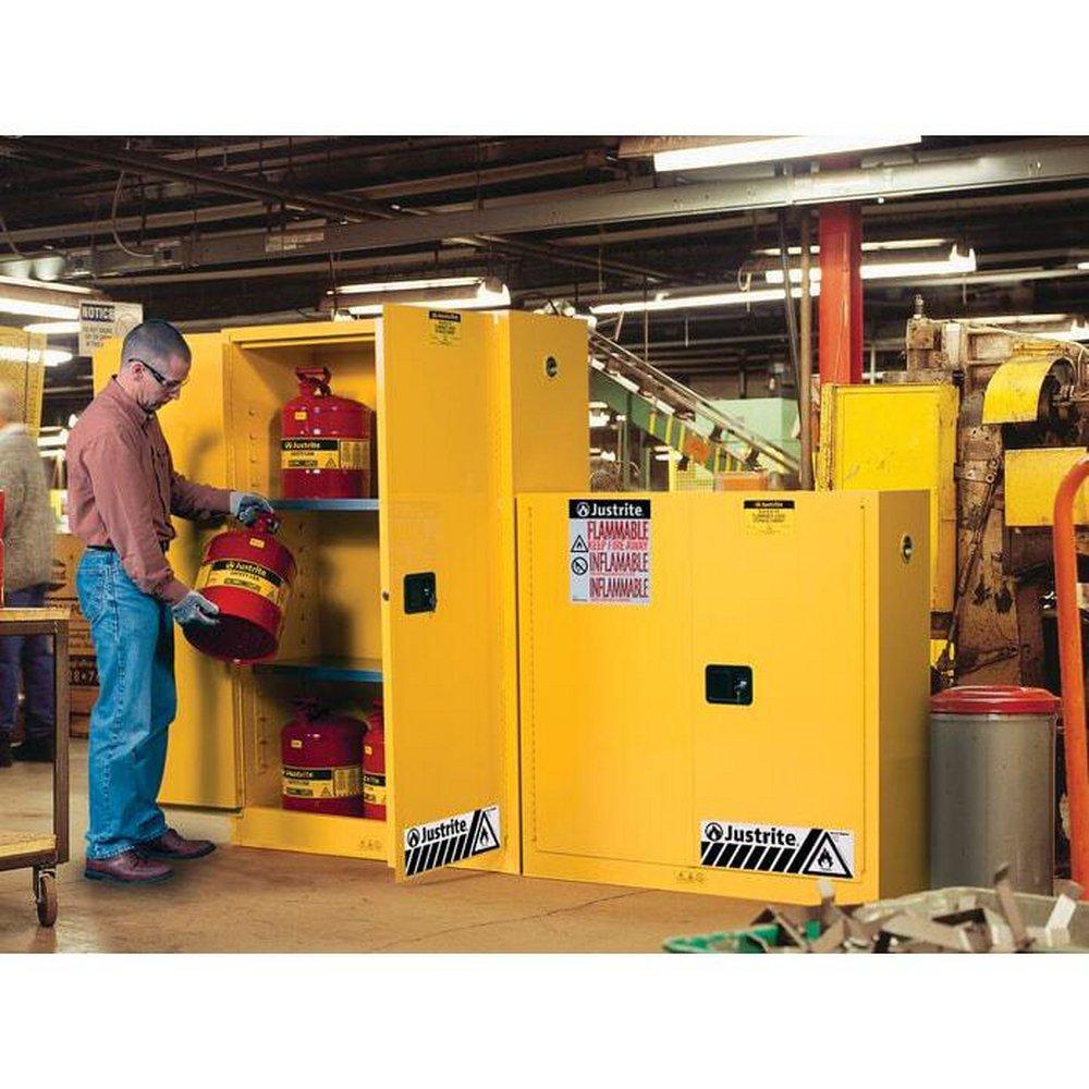 Justrite Yellow Classic Manual Close Safety Cabinet 