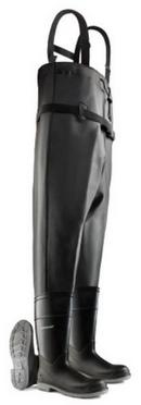 Dunlop Black Chest Waders Lightweight PVC Steel Toe Black 