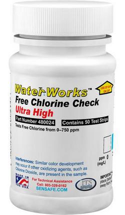 Free Chlorine Check Ultra High Test Strips Light