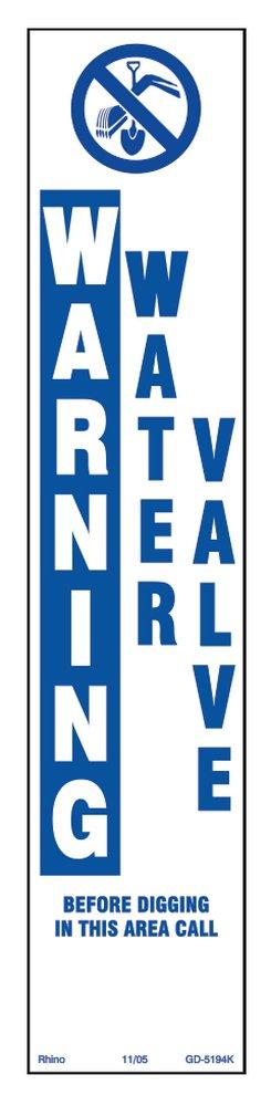 Rhino White Standard Decal Warning Water Valve 