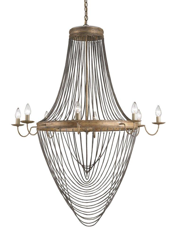 Currey and Company French Gold Leaf 59 x 46 in. 60W 1-Tier 8-Light Traditional Chandelier 