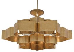 6-Light 60W Candelabra E-12 Base Chandelier in Antique Gold Leaf