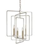 60W 4-Light Candelabra E-12 Base Chandelier in Contemporary Silver Leaf