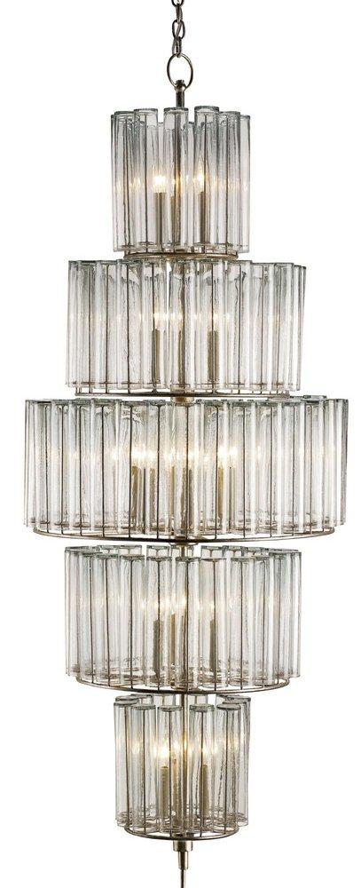 Currey and Company Silver Leaf 27 in. 40W 18-Light Candelabra E-12 Incandescent Chandelier 