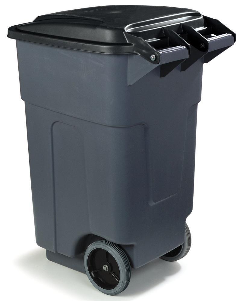 Carlisle Grey Rolling Trash Can in Grey 