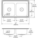 Elkay Lustrous Satin 33 x 21-1/4 in. Stainless Steel Double Bowl Drop-in Kitchen Sink in Lustrous Satin 