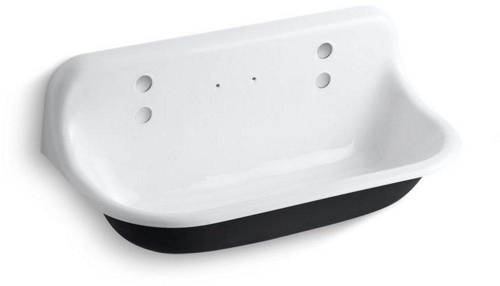 KOHLER White 3 ft. Cast Iron Wash Service Sink 