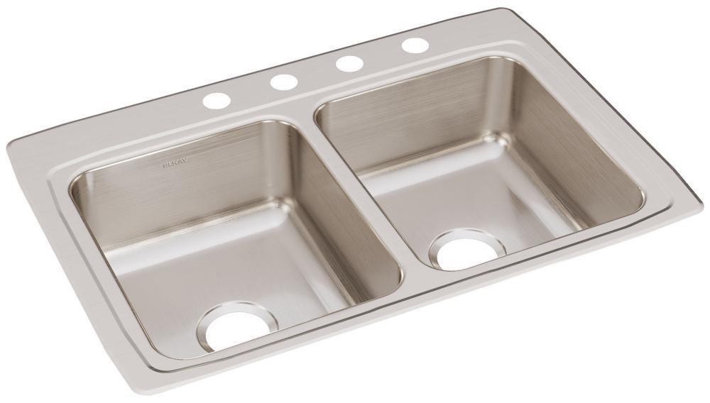 Elkay Lustrous Satin 33 x 22 in. Stainless Steel Double Bowl Drop-in Kitchen Sink in Lustrous Satin 