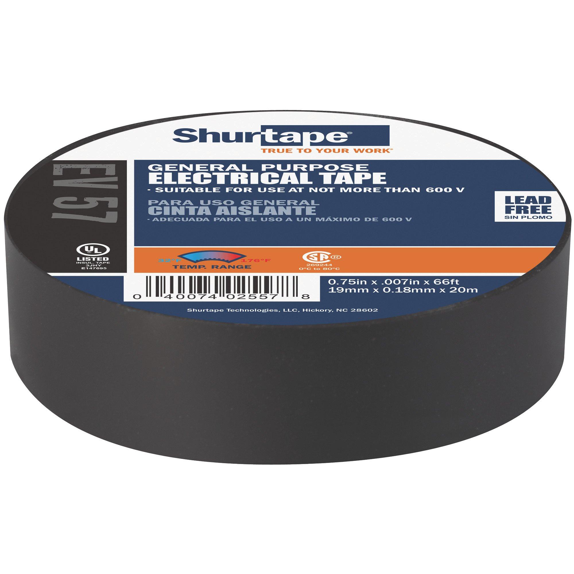 Shurtape Brown 66 ft. Vinyl Electric Tape Black 