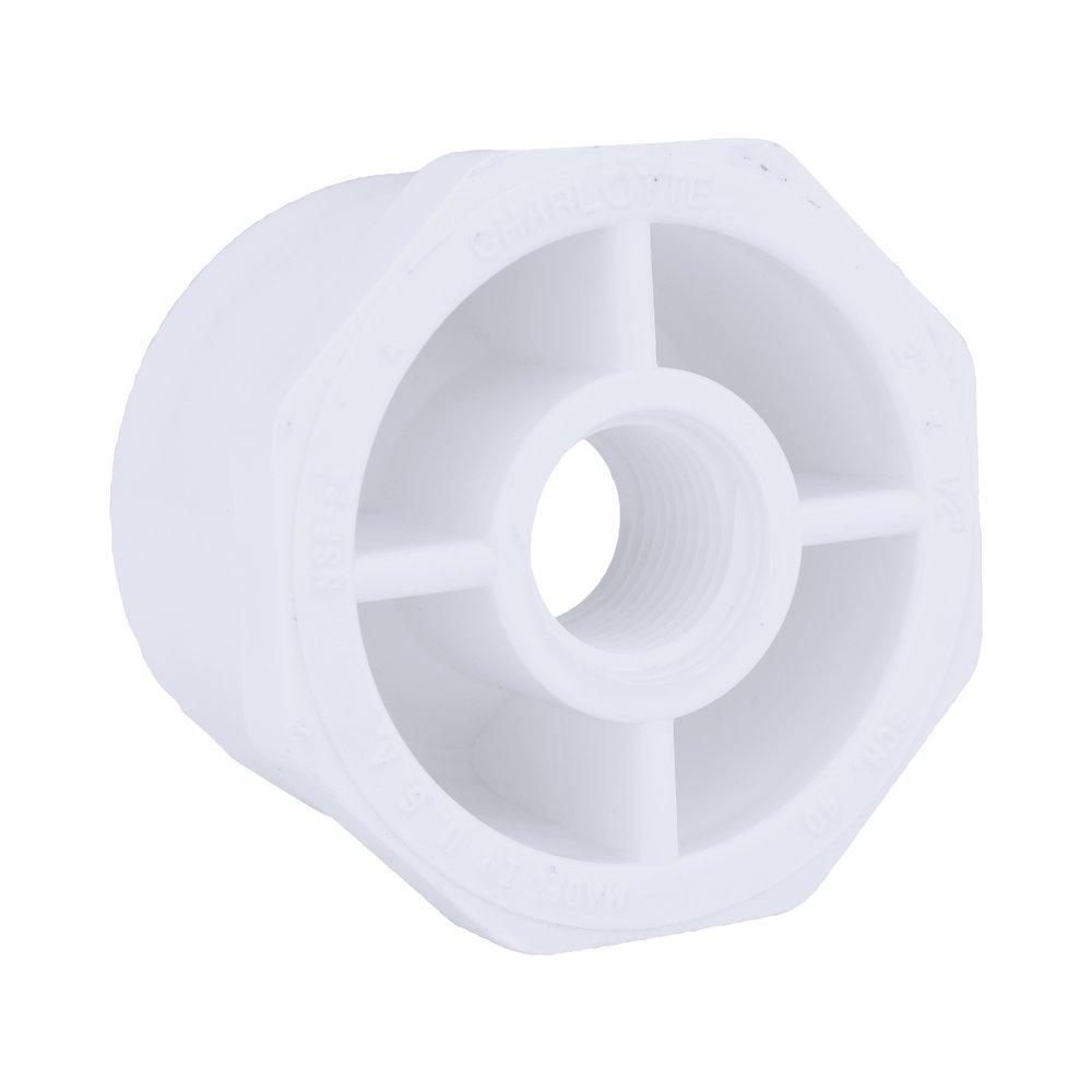 White PVC Schedule 40 Female Bushing 